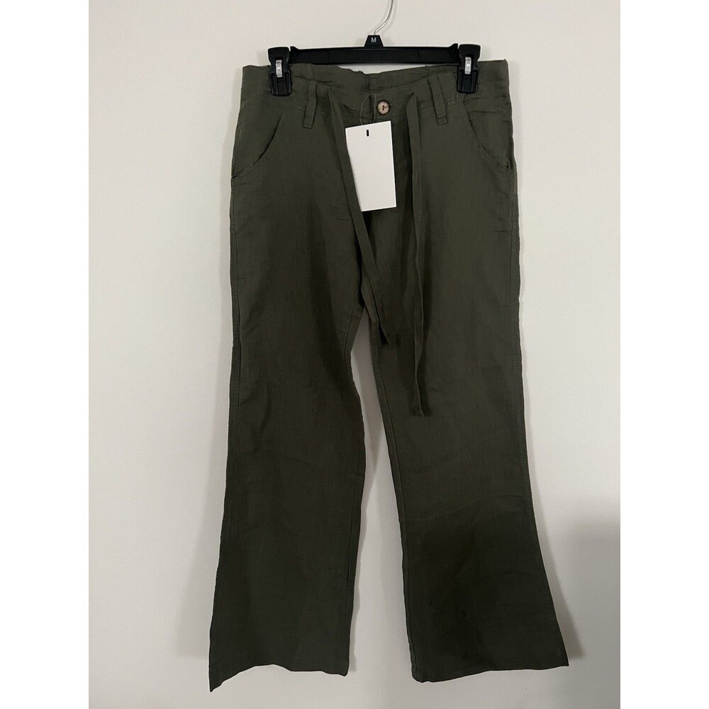 Jean Legacy Women's Linen Blend Pants Olive Green Drawstring NWT Size Small